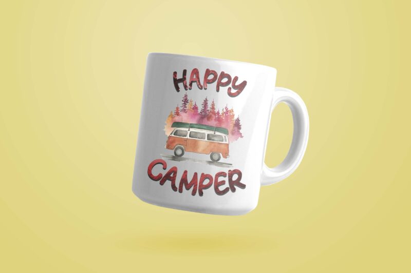 Happy Camper Camping Car Tshirt Design