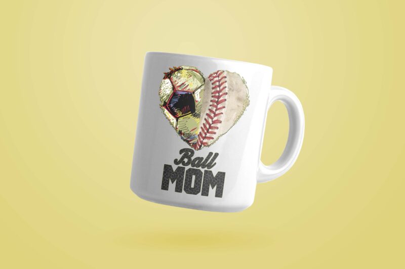 Ball Mom Heart Tshirt Design