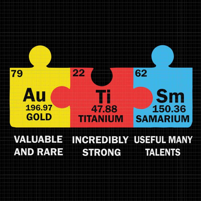 Autism Elements Periodic Table Awareness ASD Svg, Autism Svg, Funny Autism