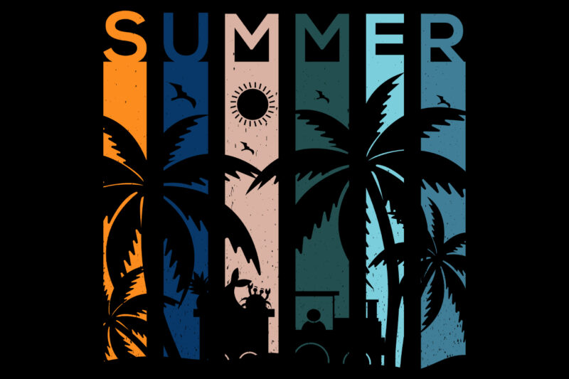 Summer beach t-shirt design vintage