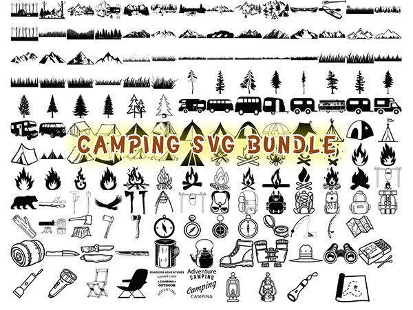 Camping svg bundle, camping clipart, camping svg cut files for cricut, camp life svg, camper svg t shirt vector file