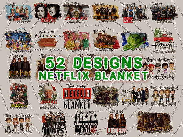 52 designs netflix blanket, hallmark blanket, christmas blanket, movie blanket digital design sublimation design