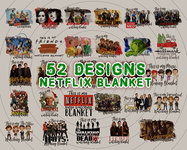 52 Designs Netflix Blanket, Hallmark Blanket, Christmas Blanket, Movie Blanket Digital Design Sublimation Design