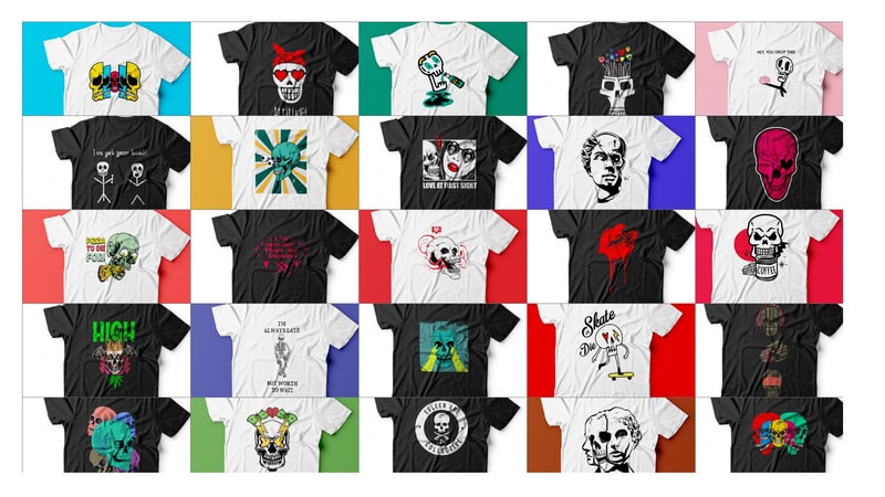 Bundle of 25 skull art t shirt designs for sale - Buy t-shirt designs