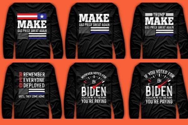 6 design pro trump make gas prices great again trump 2024 t-shirt design svg, pro trump make gas prices great again png, gas prices, trump, anti-biden, republican 2024, vector, politics,