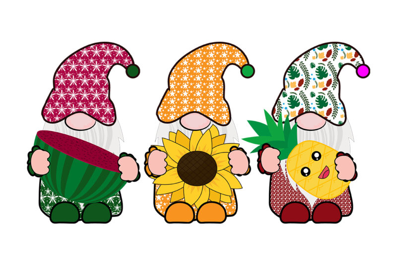 Summer Gnomes with watermelon, sunflower & pineapple