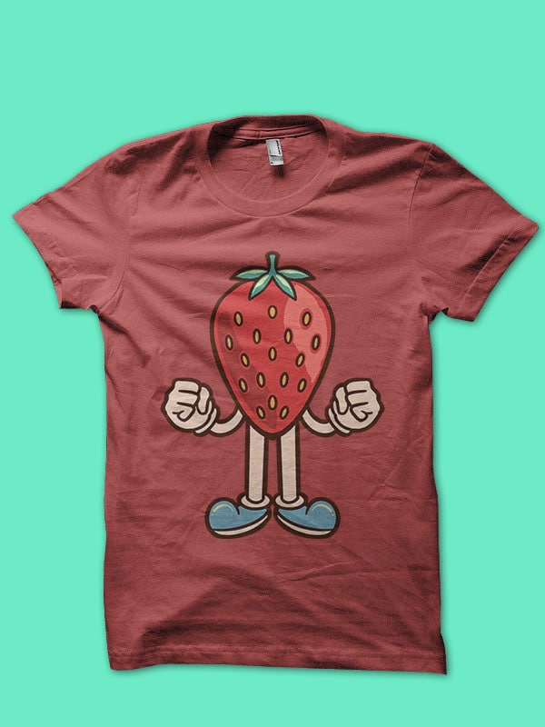 happy strawberry cartoon