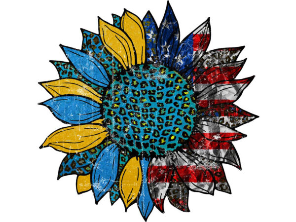 Sunflower ukraine and american flag tshirt design