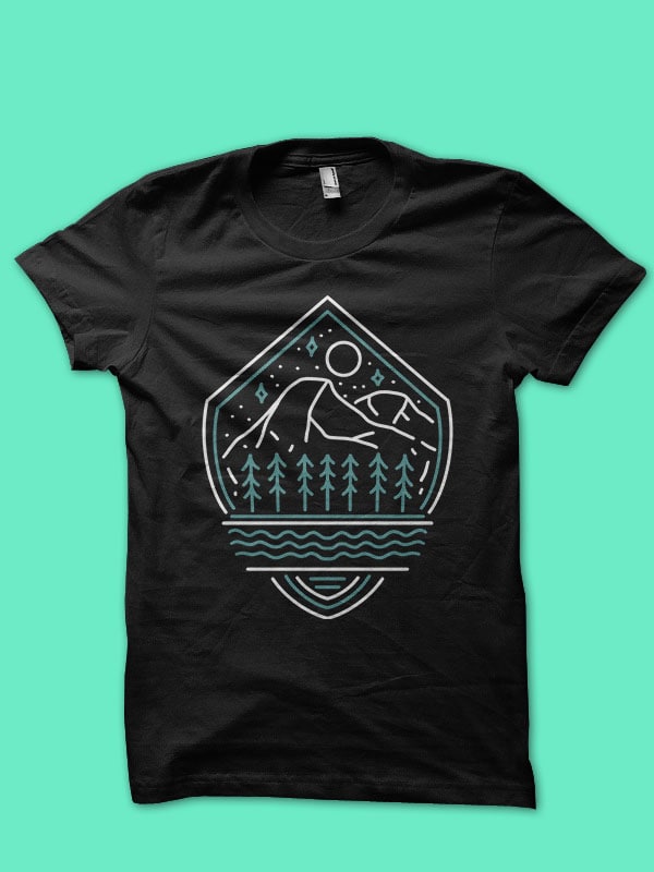 mountain and river summer t-shirt design - Buy t-shirt designs