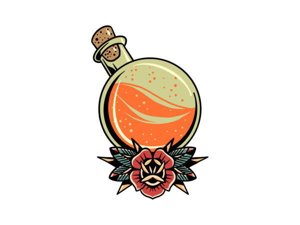 Potion and rose t shirt illustration