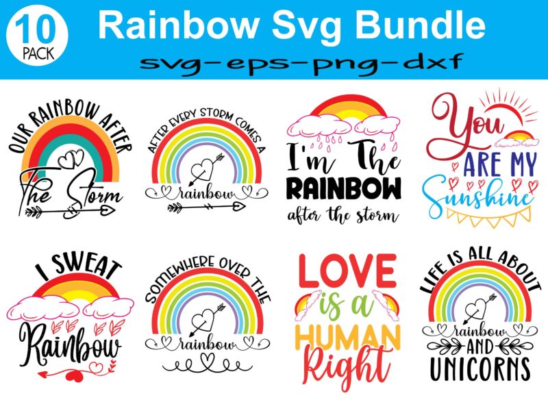 Rainbow SVG Bundle,Cloud,Weather svg,Rainbow,Cut file,Kids,Baby,PNG,Printable,Cricut,Silhouette,Commercial use,Instant download