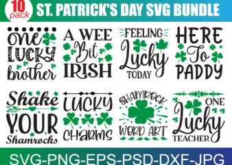 St. Patrick’s Day SVG Bundle, St Patrick’s Day Quotes, Gnome SVG, Rainbow svg, Lucky SVG, St Patricks Day Rainbow, Shamrock,Cut File Cricut t shirt template vector