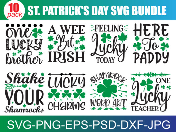 St. patrick’s day svg bundle, st patrick’s day quotes, gnome svg, rainbow svg, lucky svg, st patricks day rainbow, shamrock,cut file cricut t shirt template vector