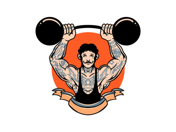 Strong man heavy t shirt template vector