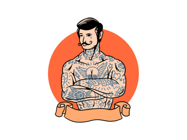 Tattooed gentleman t shirt designs for sale