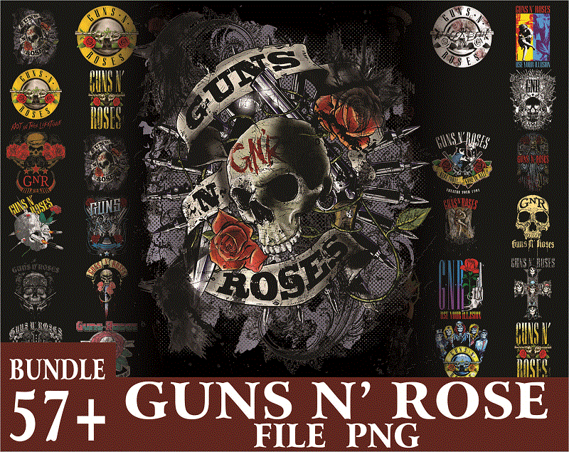 Bundle 59 Designs Guns N Rose png, Skull, Rock Classic, Rock Lover, Digital Designs, Printable, Instant Download 1032720867