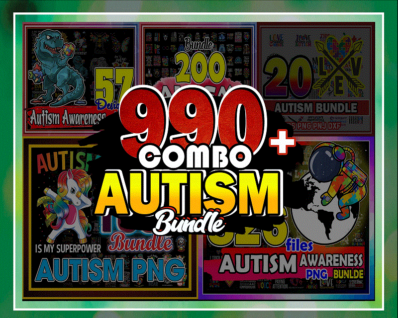 Combo 990+ Autism SVG Bundle, Autism Awareness, Autism Rainbow PNG, Peace love autism, Autism rainbow png, Autism Gift, Instant download CB769394850