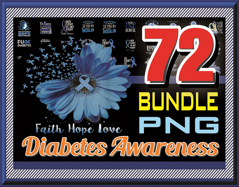 Bundle 72 Diabetes Awareness png, Peace Love Cure png, Faith Sunflower png, Blue Elephant Sunflower Ribbon, Instant Download 907891208