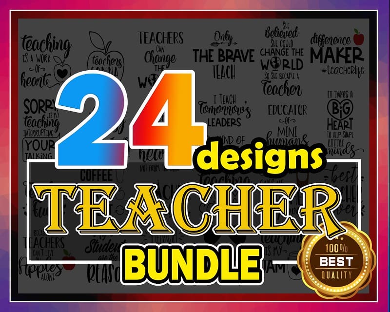 24 Teacher svg Bundle, School Svg, Teacher Svg, Cut Files For Cricut, Silhouette, Png, Instant Download 947401309