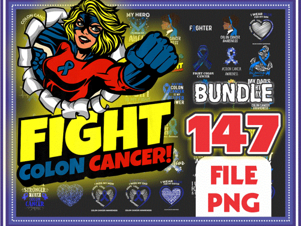 Bundle 147 fight colon cancer awareness png, faith colon cancer sunflower, colorectal cancer png, i wear blue for png, digital download 981605542 t shirt template