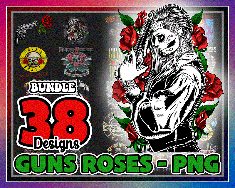 Bundle 38 GUNS ROSES 70’S 80’S Rock And Roll Band Music png, Sublimation Designs Download, Screen Print, Instant Download 993204116