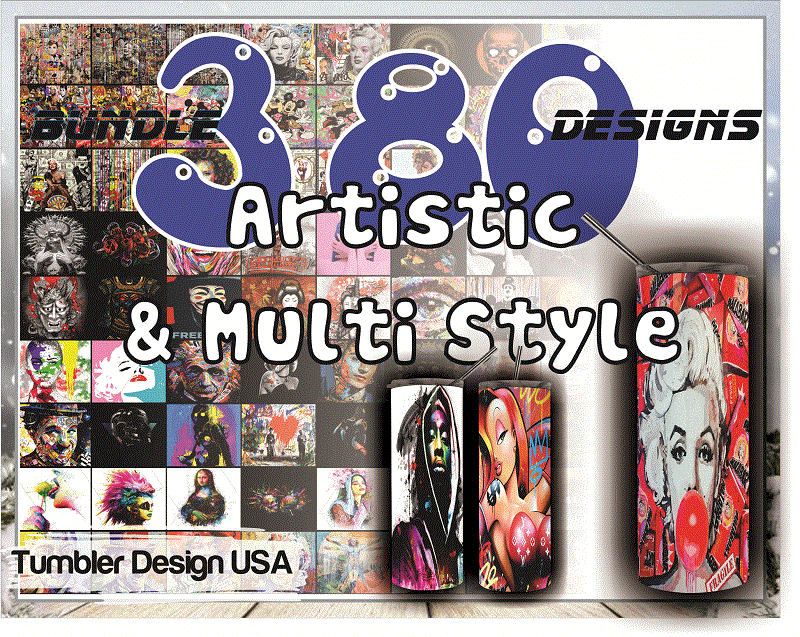 Combo 380 Artistic & Multi Style Designs, 20oz Skinny Straight,Template for Sublimation,Full Tumbler, PNG Digital Download 1014533239