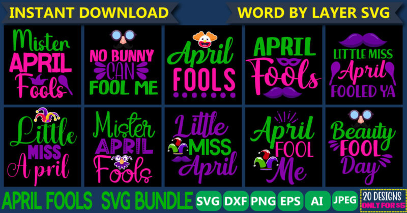 April Fools svg Bundle, Funny Svg, April 1st JPG, April Fools Day Digital File, Quote April Fools Day svg, Joke Svg, April Fools Day svg,Happy April Fool's Day Png, 1st