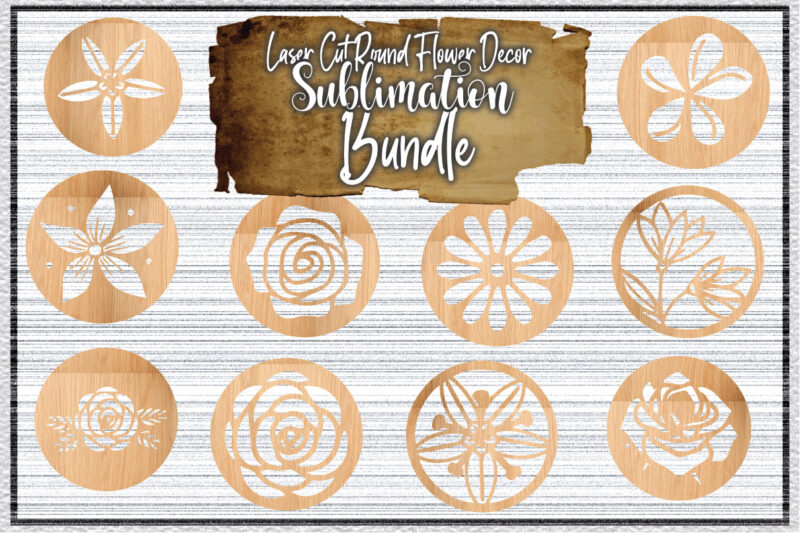 Laser Cut Round Flower Decor SVG Bundle