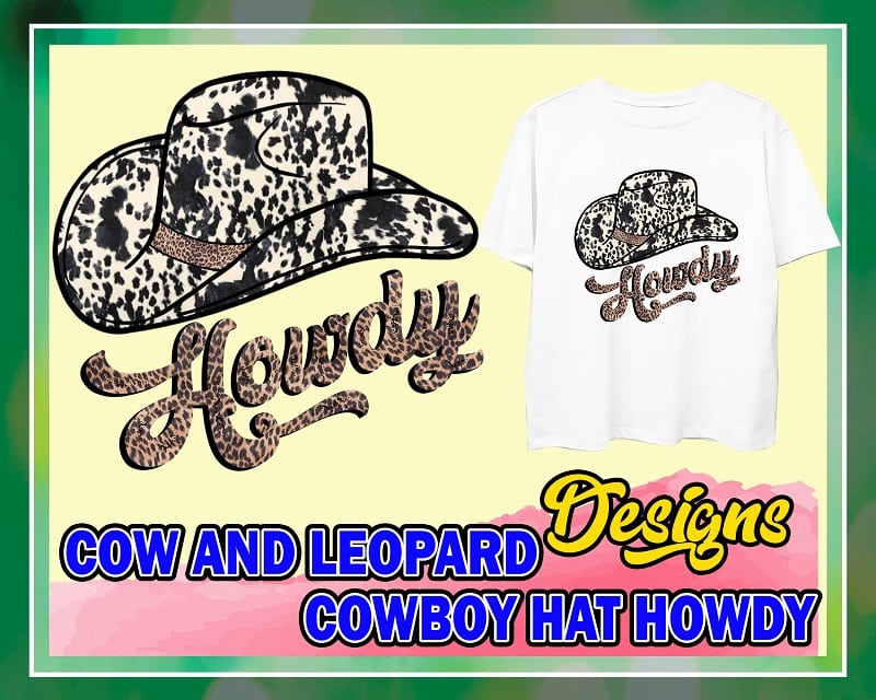 Cow and leopard cowboy hat Howdy Png DIGITAL FILE ONLY Instant Digital Download Southern western sublimation design 953097006