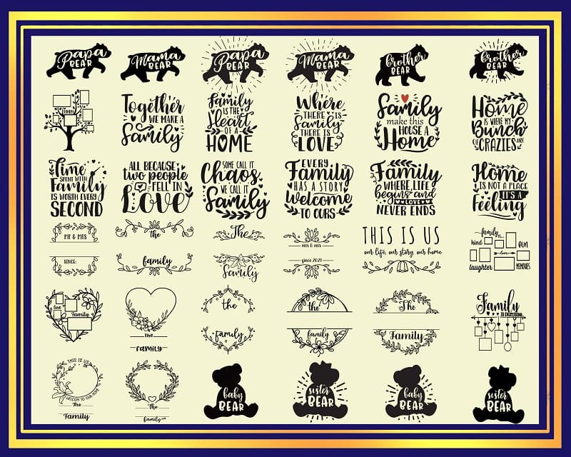 69 Ultimate Family Bundle Designs, Family Wall Frames SVG, Family Sayings svg, Family svg, Family Monograms svg, Cricut Laser Silhouette 968244051