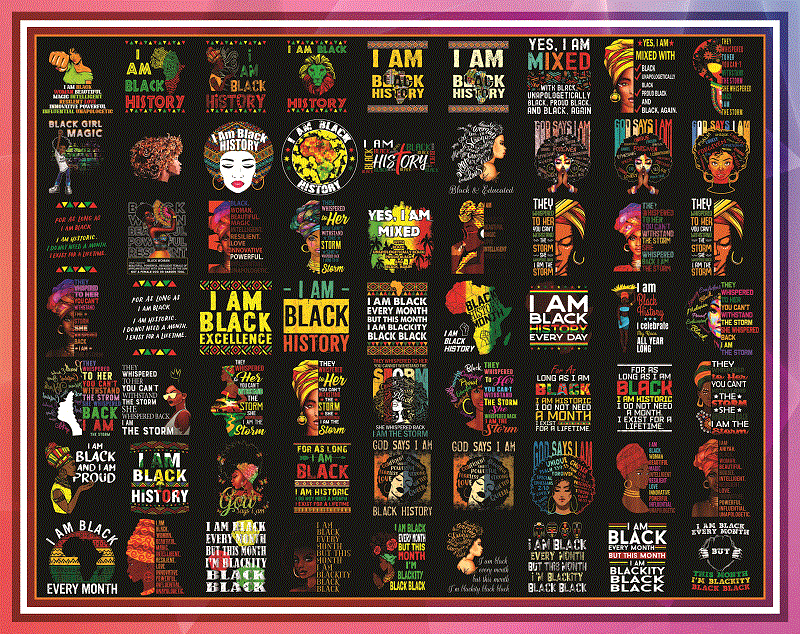 240 Designs Mega Black History Month, I Am Black Women PNG, Black Queen, Black Girl Magic, Afro Hair Clipart, Black Pride, Digital Download 975727699