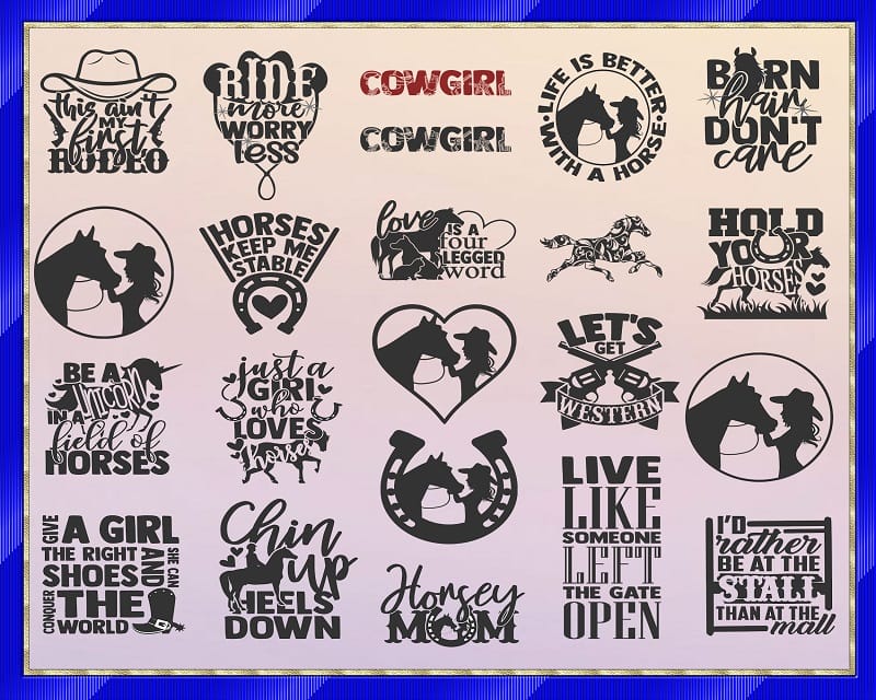 20 Horses Bundle, Horses SVG Cut Files, Cowgirl Clipart, Hold Your ...