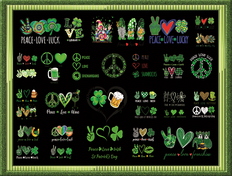 34 Peace Love St. Patrick’s Day PNG Bundle, Gnome Patricks Day PNG, St Patrick’s Day Png, Peace Love Png, Peace Love Clover Sublimation Png 967253285