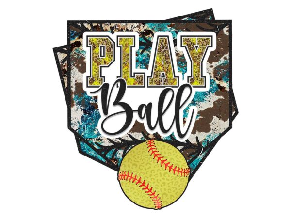 Play ball cow print tshirt design