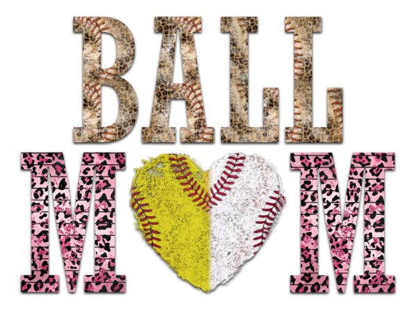 Ball mom with heart tshirt design