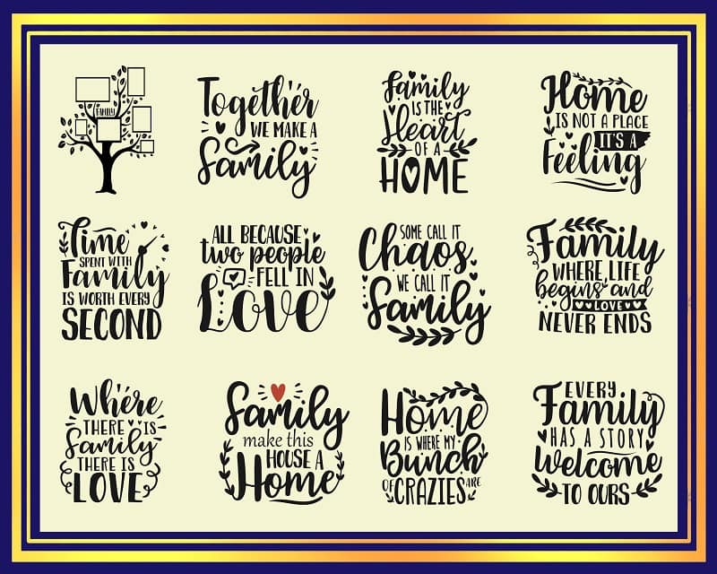 69 Ultimate Family Bundle Designs, Family Wall Frames SVG, Family Sayings svg, Family svg, Family Monograms svg, Cricut Laser Silhouette 968244051