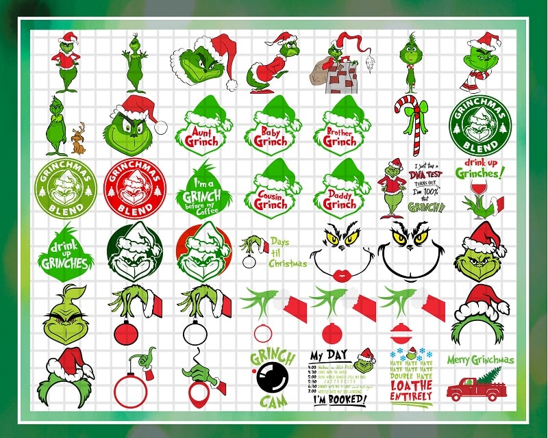 Bundle 192 Design Grinch Inspired, Grinch Png, Merry Christmas, Face grinch, Grinch tree, SVG/PNG/DXF, svg for cricut, Digital Download 921991415