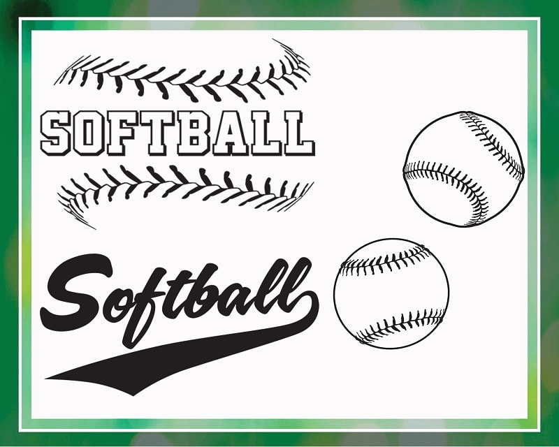 Softball Player Bundle with Text and Softballs Clipart softball player svg, softball silhouette svg, Softball svg bundle, Digital Download 933614854