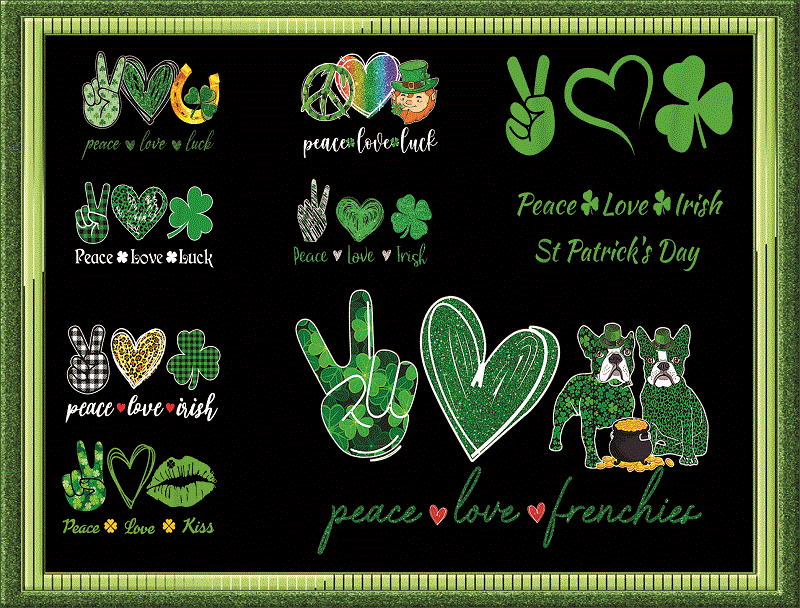 34 Peace Love St. Patrick’s Day PNG Bundle, Gnome Patricks Day PNG, St Patrick’s Day Png, Peace Love Png, Peace Love Clover Sublimation Png 967253285