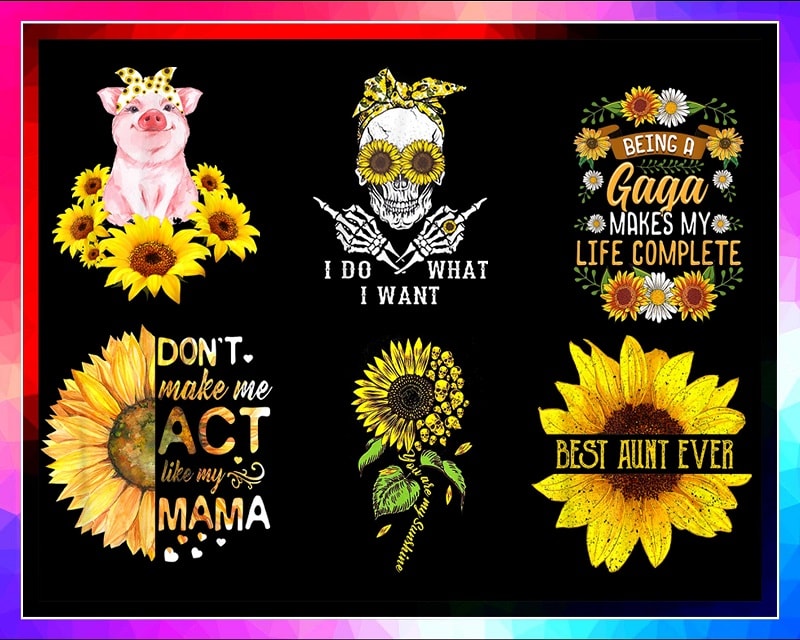 Combo 25 Designs Sunflower Png Bundle, Flower Png, Sunflower Butterfly Monarch Png, Sunflower Quotes, Sunflower Skull Png, Digital Download 944194299