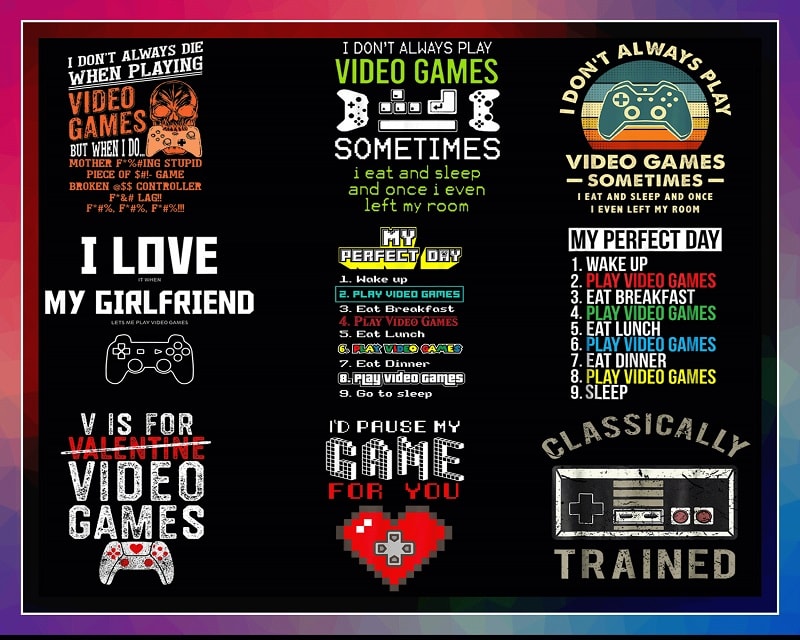 28 Designs Video Game Png Bundle, Funny Gamer PNG, Video Game Png, Eat Sleep Game Repeat Png, Classically Trained Png, Game Controller Png 952312913