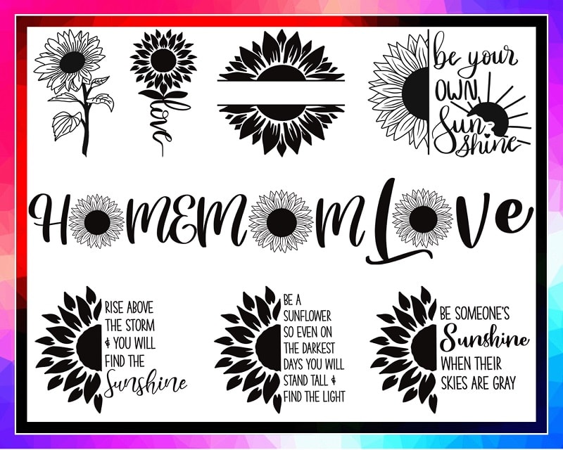 Bundle 33 Sunflower SVG/PNG Files, Sunflower Monogram Svg, Cricut cutting files, Sunflower wreath svg, Sunflower clipart, Instant download 967056639