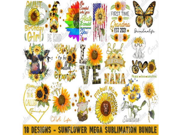 Trending gifts, 18 designs – sunflower mega submilatuon bundle diy crafts, butterfly png files for cricut, sunflower bundle silhouette files, trending cameo htv prints