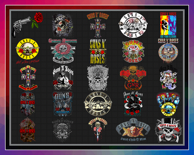 Bundle 38 GUNS ROSES 70’S 80’S Rock And Roll Band Music png, Sublimation Designs Download, Screen Print, Instant Download 993204116