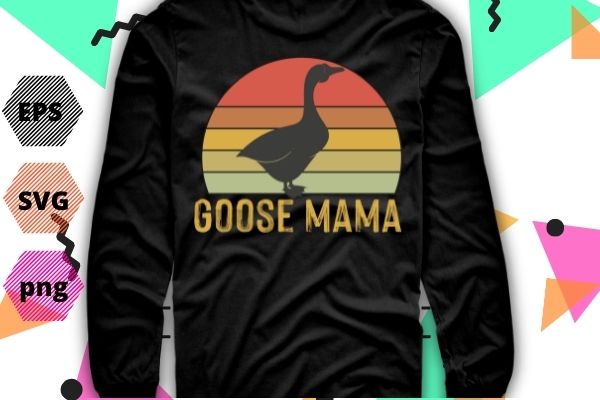 Goose Mom Goose Mama vintage retro sunset T-Shirt design svg, Goose Mom Goose Mama png, mothers goose day, funny duck, cowboy goose duck, vintage, cool