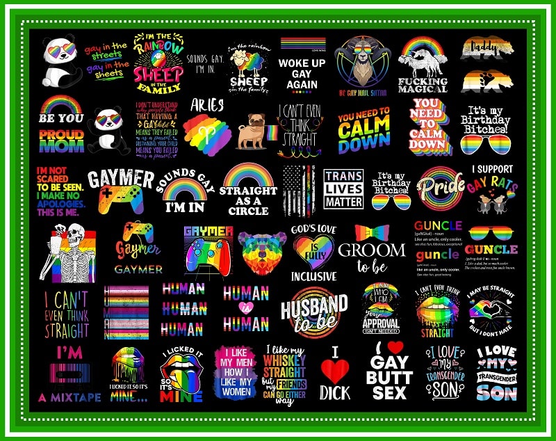 100 Designs LGBT Png Bundle, Gay, Bisexual Pride Png, Bisexual Pride With Love, Rainbow, We are All Human Design For Print, Digital Download 982931352