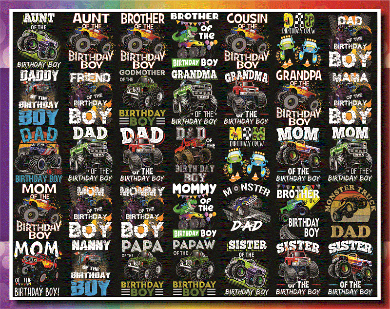 38 Designs Monster Truck Png, Boy Monster Truck Birthday png, Matching Family Of The Birthday Boy png, Gift For Son, Monster Truck Lovers 1013142589