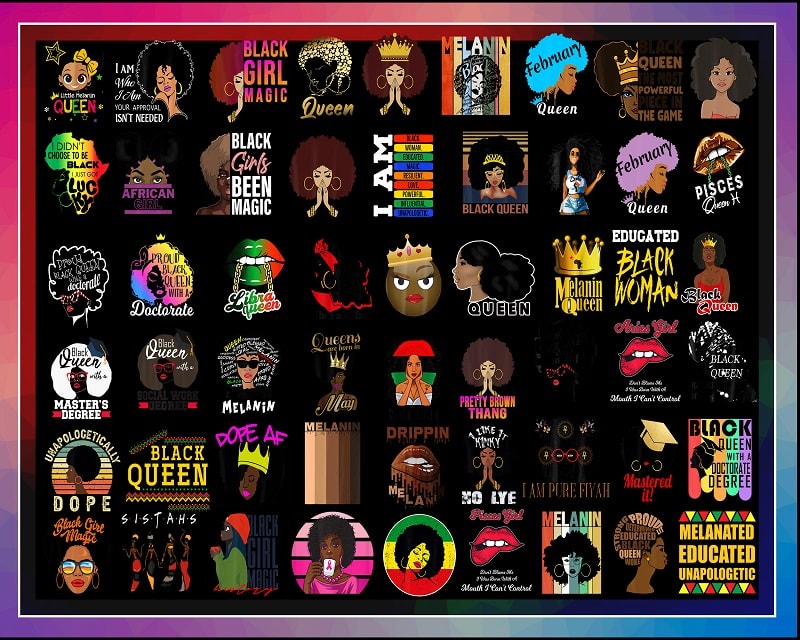 410 Black Queen Bundle PNG, Afro Clipart, Melanin PNG, Black Girl Magic ...