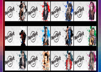 Combo 21 Hard Rock Cafe & Music Icons Designs Tumber, 20oz Skinny Straight,Template for Sublimation,Full Tumbler, PNG Digital Download 1014533239
