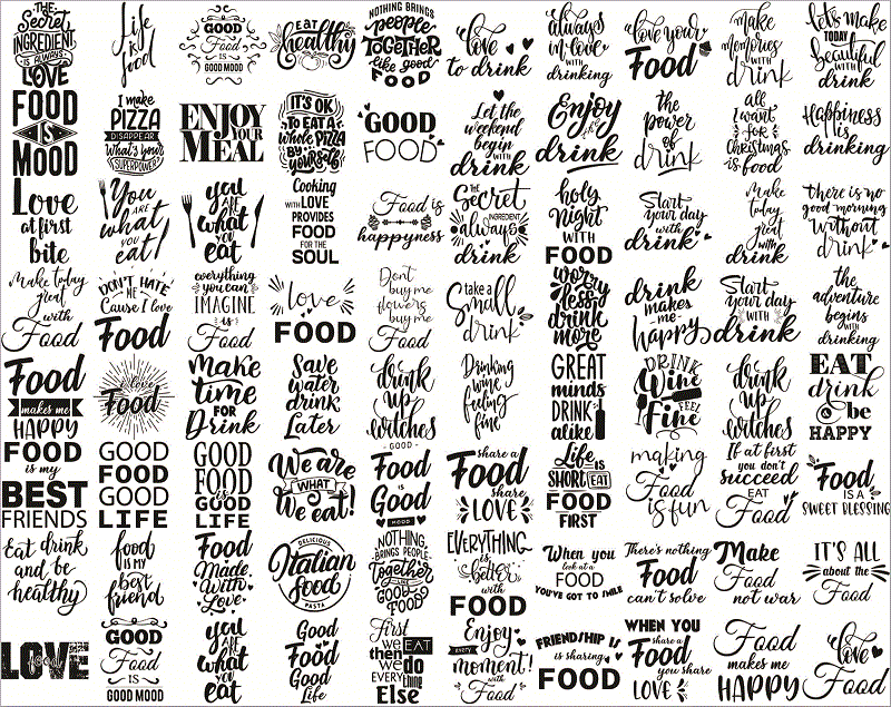 100 Food and Drink Quotes Bundle, Food and Drink Sayings Designs, Food and Drink Lovers, Svg Png Files, Funny Quotes, Instant Download 1017690650